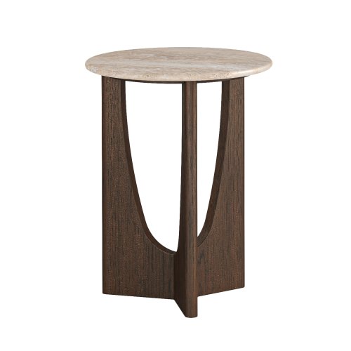 Phoenix Round Side Table with Travertine Top