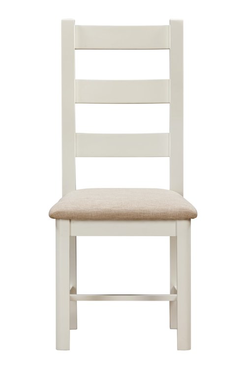 Dundee Glencoe Painted Pair of Ladderback Chairs with Fabric Seat