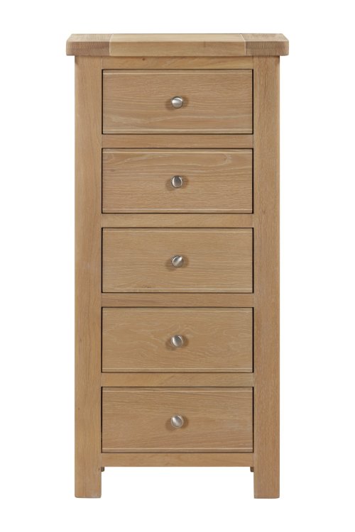 Dundee Glencoe Oak 5 Drawer Tall Chest