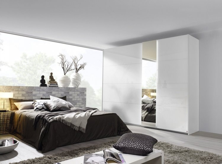 Miramar 181cm Coloured Glass / Mirror Sliding Door Robe with Light (Type 1 Door)