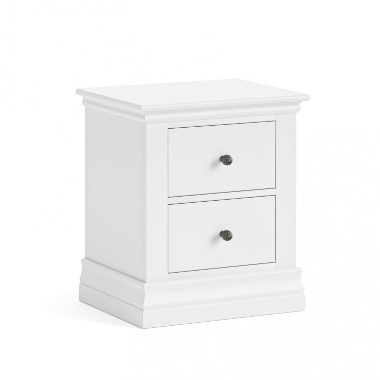 Bordeaux 2 Drawer Bedside Chest - White